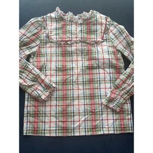 Little English Girls Size 10 Plaid Blouse with Back Bow Detail